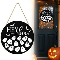 Halloween Door Sign with Ghosts - 12" Wooden Hanging Plaque, Cute "HEY, Boo!" Decor for Front Door, Porch & Indoor Outdoor Home