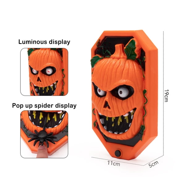 Halloween Doorbell Orange Battery Operated Doorbell Spooky Halloween Decorations Light Up Halloween Animatronic for Front Door Haunted House and Halloween Party 1 Pack