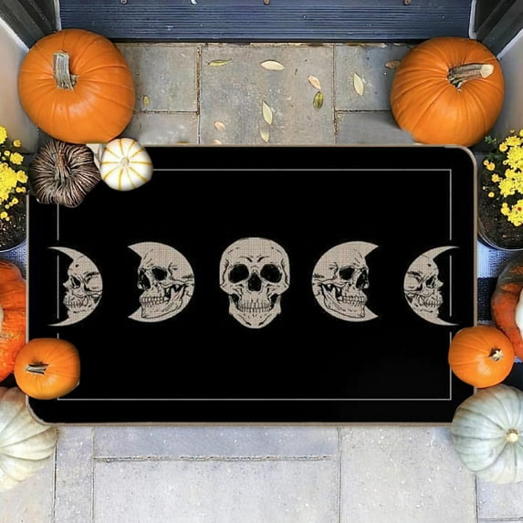 Halloween Doormat 16x24in Polyester Front Door Rug Non-Slip Scary Decor Trick-or-Treat Welcome Mat Holiday Entryway Decor Seasonal Porch Accessory(D)