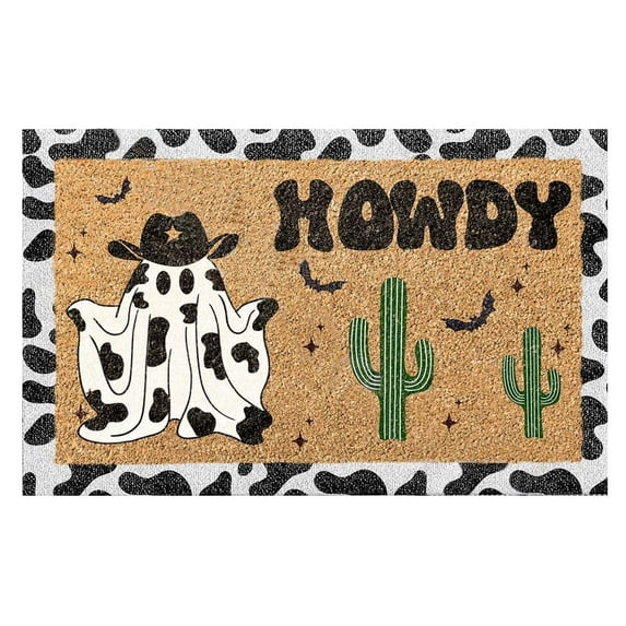 Halloween Doormat Funny HOWDY Floor Mat Halloween Decoration Velvet Floor Mat Household Dirt Mat HOWDY Door Front Carpet Novelty Fall Doormat