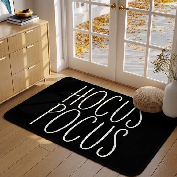 Halloween Doormat Hocus Pocus Front Door Mat Entrance Soft Non Slip Absorbent Doormats Black Text Welcome Floor Mat Rugs for Entryway Porch Bathroom Bedroom Kitchen Indoor Outdoor 16"x24"