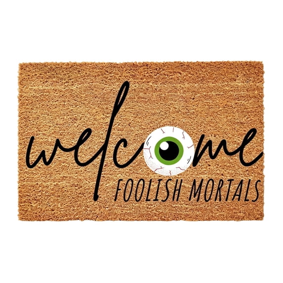 Halloween Doormat, Natural Coir Spooky Eyeball Welcome Design, 1 Piece 17.0 inch x 29.0 inch Non Slip Entry Rug, For Front Porch Indoor Outdoor Halloween Holiday Party Home Entrance Decoration