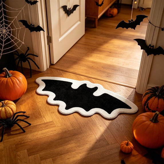 Halloween Doormat, Spider Web Spooky Gothic Cute Fun Halloween Floor Mat, Non Slip Washable Welcome Door Mat, Fall Thanksgiving Rugs for Indoor Outdoor Entrance Home Bathroom Living Room Decor