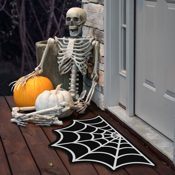 Halloween Doormat, Spider Web Spooky Gothic Cute Fun Halloween Floor Mat, Non Slip Washable Welcome Door Mat, Fall Thanksgiving Rugs for Indoor Outdoor Entrance Home Bathroom Decor