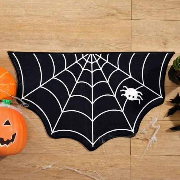 Halloween Doormat, Spider Web Spooky Gothic Cute Fun Halloween Floor Mat, Non Washable Welcome Mat, Fall Thanksgiving Rugs for Indoor Outdoor Entrance Home Bathroom Living Room Decor