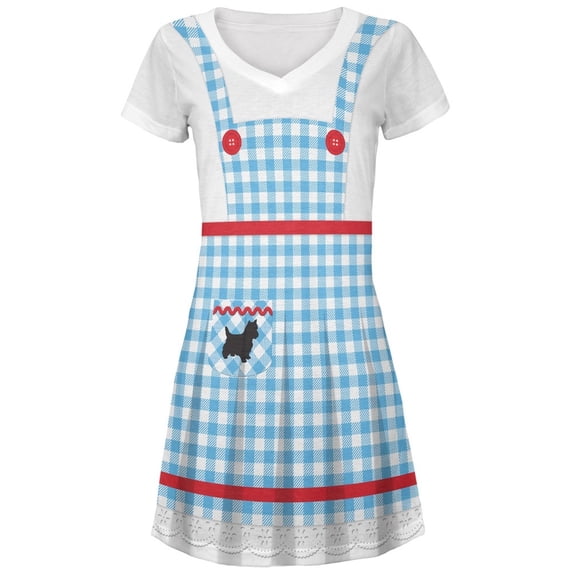 Halloween Dorothy Costume Juniors V-Neck Beach Cover-Up Dress