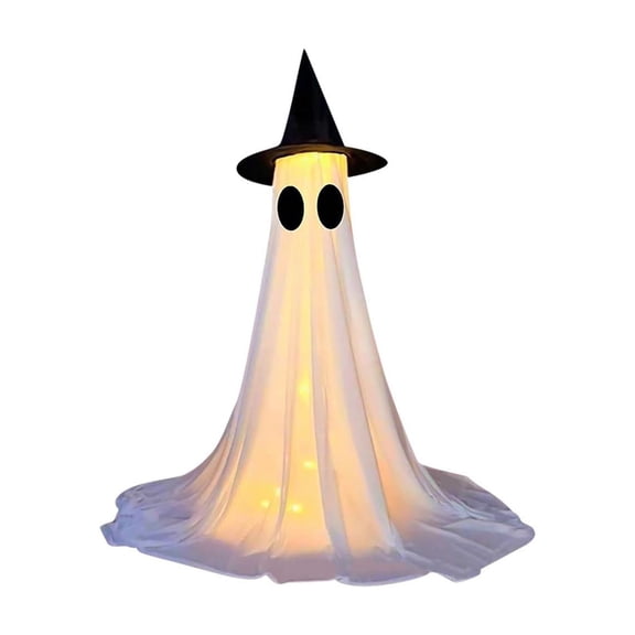 Halloween Double Eye Ghost Light with Hat Remote Control 7 Feet USB Powered Telescopic Pole Decor for Party Yard Garden House