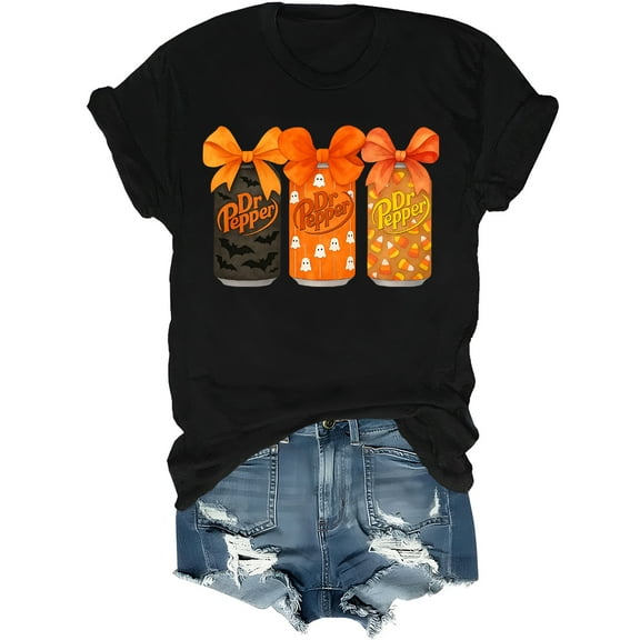 Halloween Dr Pepper Coquette Shirt, Ghost Dr Pepper Coke T-Shirt Short Sleeve Unisex Tees