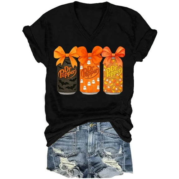 Halloween Dr Pepper Coquette Shirt, Ghost Dr Pepper Coke T-Shirt Short Sleeve Unisex Tees