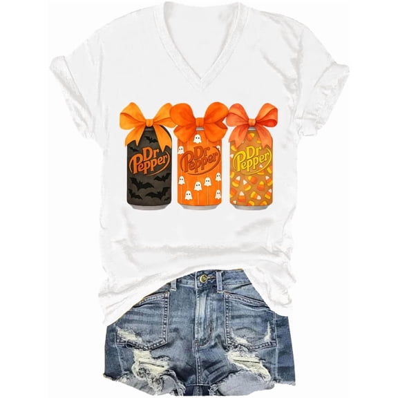 Halloween Dr Pepper Coquette Shirt, Ghost Dr Pepper Coke T-Shirt Short Sleeve Unisex Tees