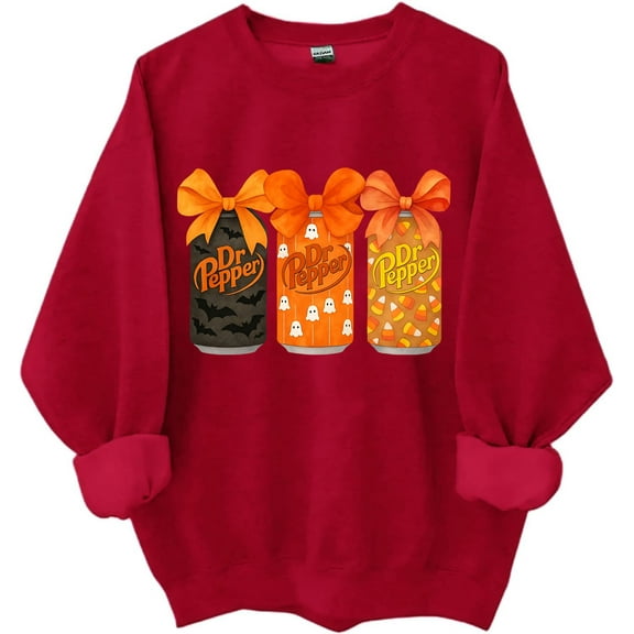 Halloween Dr Pepper Coquette Sweatshirt/Hoodie, Ghost Dr Pepper Coke Shirt Long Sleeve Unisex Tops