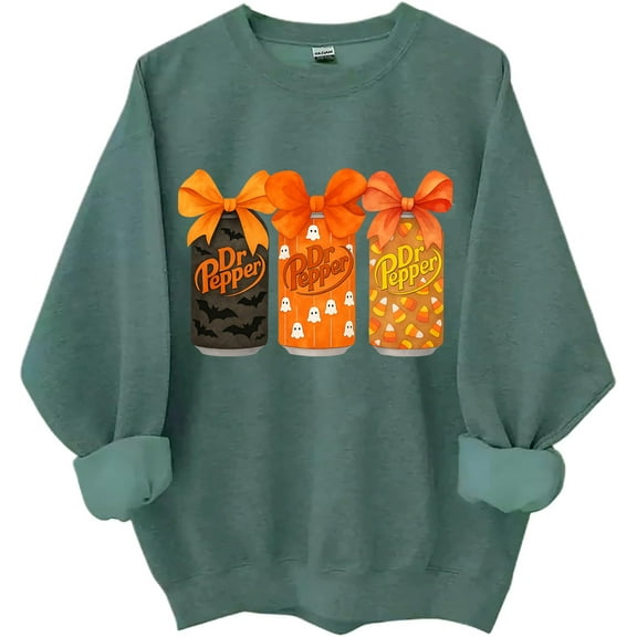 Halloween Dr Pepper Coquette Sweatshirt/Hoodie, Ghost Dr Pepper Coke Shirt Long Sleeve Unisex Tops