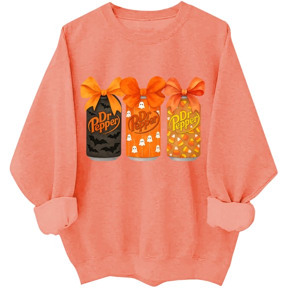 Halloween Dr Pepper Coquette Sweatshirt/Hoodie, Ghost Dr Pepper Coke Shirt Long Sleeve Unisex Tops