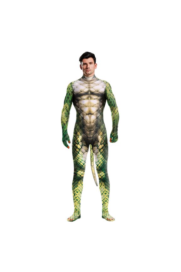Halloween Dragon Cosplay Costume,Men's Dragon Full Bodysuit,Animal Spandex Python Jumpsuit Catsuit Costume