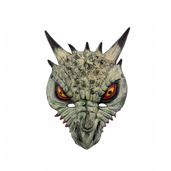 Halloween Dragon Mask Full Face, Scary Reptile Creature Headpiece with Horns Spikes Scales, Ancient Fantasy Costume for Cosplay Party Carnival