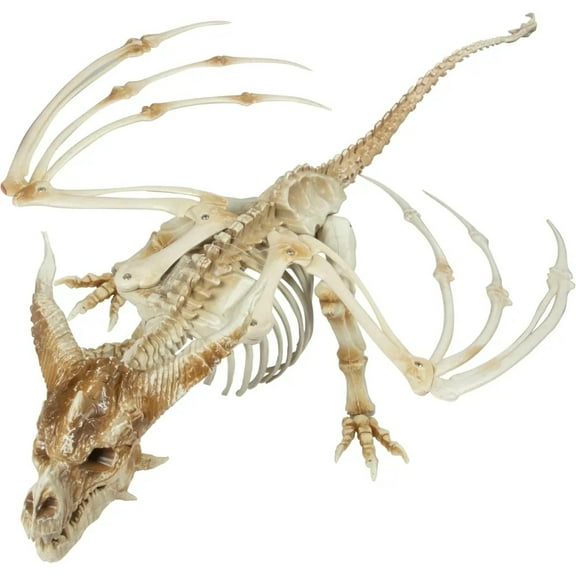 Posable Dragon Skeleton- Measures 3ft Long - Indoor/Outdoor, Movable Plastic Bones Prop for Party Decorations, House Decor - Includes Invisible String for Hanging
