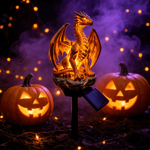 Halloween Dragon Solar Garden Stake Light, Gothic Dragon Lamp Solar Light, Spooky Season Decor, Easy Install Lawn Stake