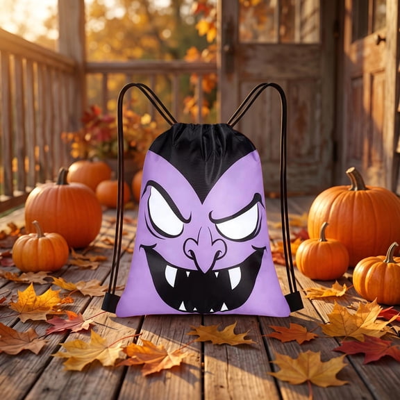 Halloween Drawstring Backpack 210D Polyester Party Favor Bag 12x10 Inch Trick or Treat Candy Bag for K'ids Birthday Party Supplies and Costume Accessories