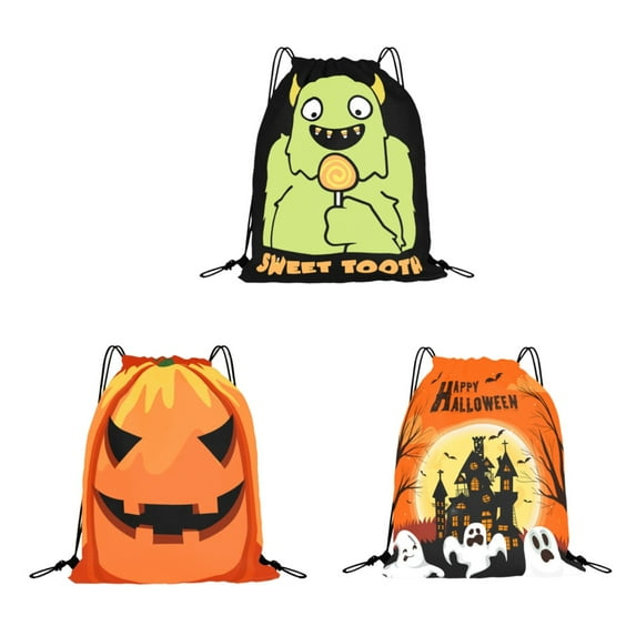 Halloween Drawstring Bags Pumpkin Backpack Birthday Party Supplies for Kids Party Favors Gift Wrap Bags 11.8 x 18 Inch for Halloween night