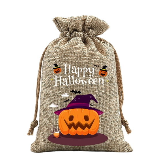 Halloween Drawstring Candy Bags, Reusable Gift Goodie Bags, Portable Multipurpose Party Pouches Holiday Decor and Treat Storage