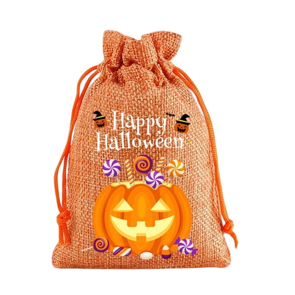 Halloween Drawstring Candy Bags Reusable Kids Bags Portable Linen Gift Goodie Bags Multipurpose Halloween Party Pouches For Children Holiday Decor