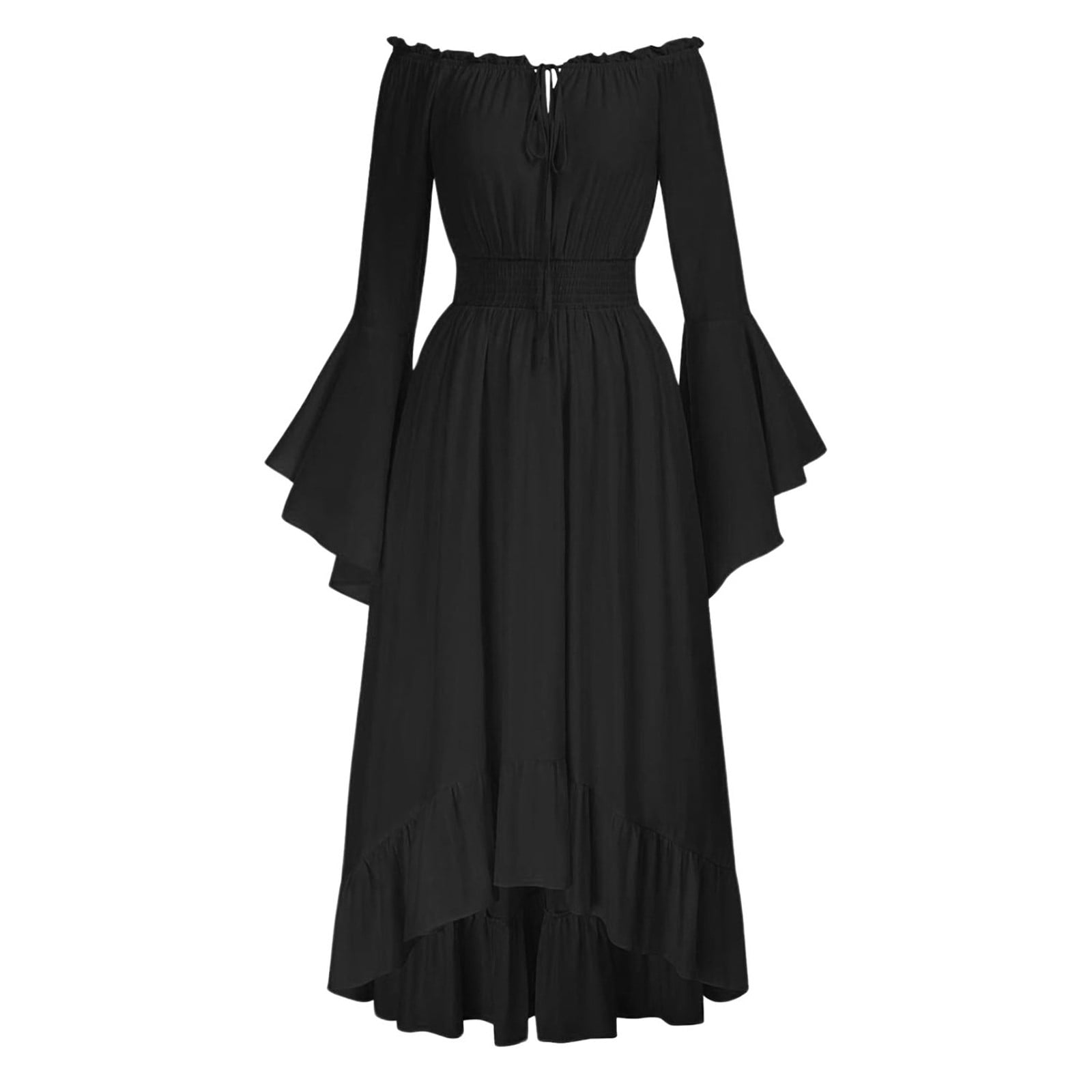 Halloween Dress Up 2024 Gothic Style Retro One Shoulder Bell Sleeves