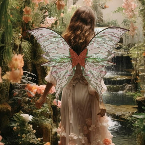 Halloween Dress Up Wings For Girls Organza Felting Elastic Shoulder Straps 35.43x27.56 Inches