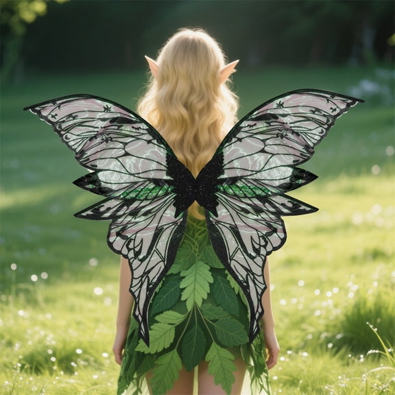 Halloween Dress Up Wings For Girls Organza Felting Elastic Shoulder Straps 35.43x27.56 Inches