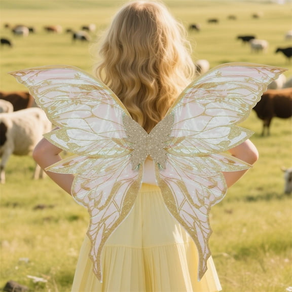 Halloween Dress Up Wings For Girls Organza Felting Elastic Shoulder Straps 35.43x27.56 Inches