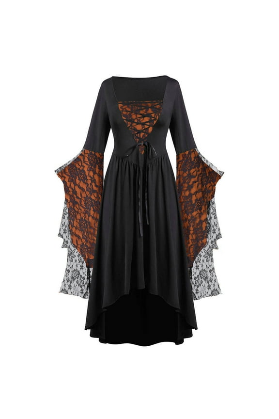Halloween Dress Women Sale ,Gothic Dress Vintage Lace Renaissance Medieval Victorian Dress Flutter Sleeve Retro Prom Punk Costume Rockabilly Swing Goth 80s Fancy Dress Ladies