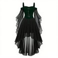 thumbnail image 1 of Halloween Dress Womens Corset Lace Up High Low Hem Flowy Chiffon Midi Dress with Butterfly Sleeves Party Outfits (S, Green 01), 1 of 3