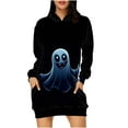 thumbnail image 1 of Halloween Dress for Women Skull Hoodie Dress Gothic Rose Print Costume Spooky Pullover Tunic Outfit, 1 of 6