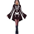 thumbnail image 1 of Halloween Dresses For Women Adult Skeleton Dress Comfy Easy Onesie Jumpsuit With Cozy Hooded, 1 of 5