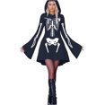 thumbnail image 1 of Halloween Dresses For Women Adult Skeleton Dress Comfy Easy Onesie Jumpsuit With Cozy Hooded, 1 of 7