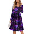 Halloween Dresses for Women 2024 Button Down Tshirts Dress Long Sleeve