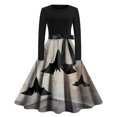 Halloween Dresses for Women 2024 Pumpkin Bats Print Party Dresses Long