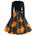 Halloween Dresses for Women 2024 Pumpkin Bats Print Party Dresses Long