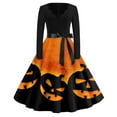 Halloween Dresses for Women 2024 Pumpkin Bats Print Party Dresses Long