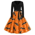 Halloween Dresses for Women 2024 Pumpkin Bats Print Party Dresses Long