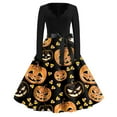 Halloween Dresses for Women 2024 Pumpkin Bats Print Party Dresses Long