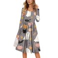 Halloween Dresses for Women 2024 Trendy Pumpkin Bats Print Dresses Long