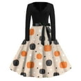 Halloween Dresses for Women 2024 Trendy Pumpkin Bats Print Tunic Dress