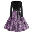 Halloween Dresses for Women 2024 Trendy Pumpkin Bats Print Tunic Dress
