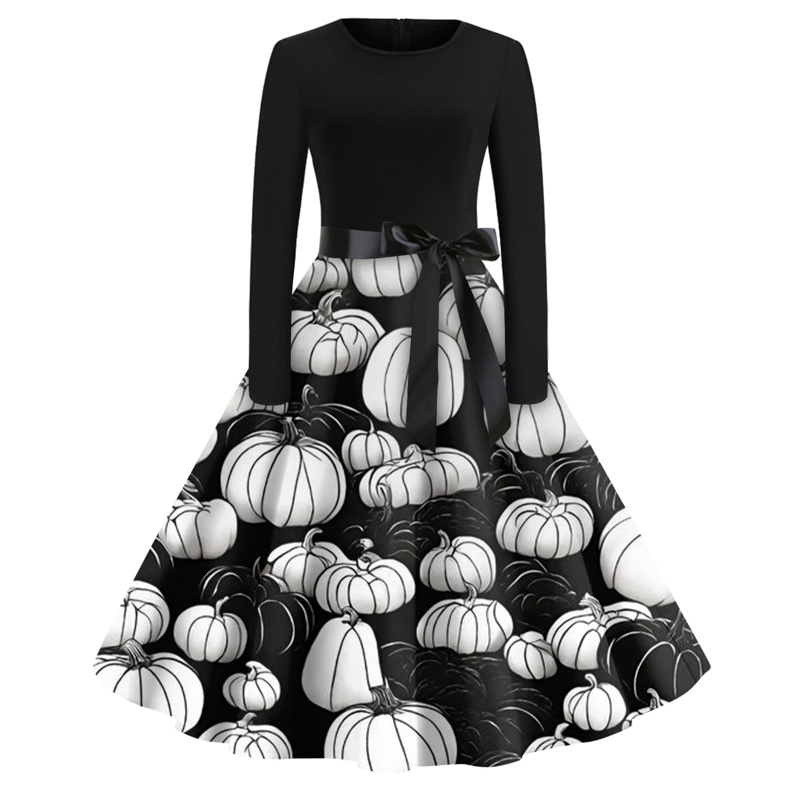 Halloween Dresses for Women 2024 Vintage Flowy Tunic Dress Long Sleeve