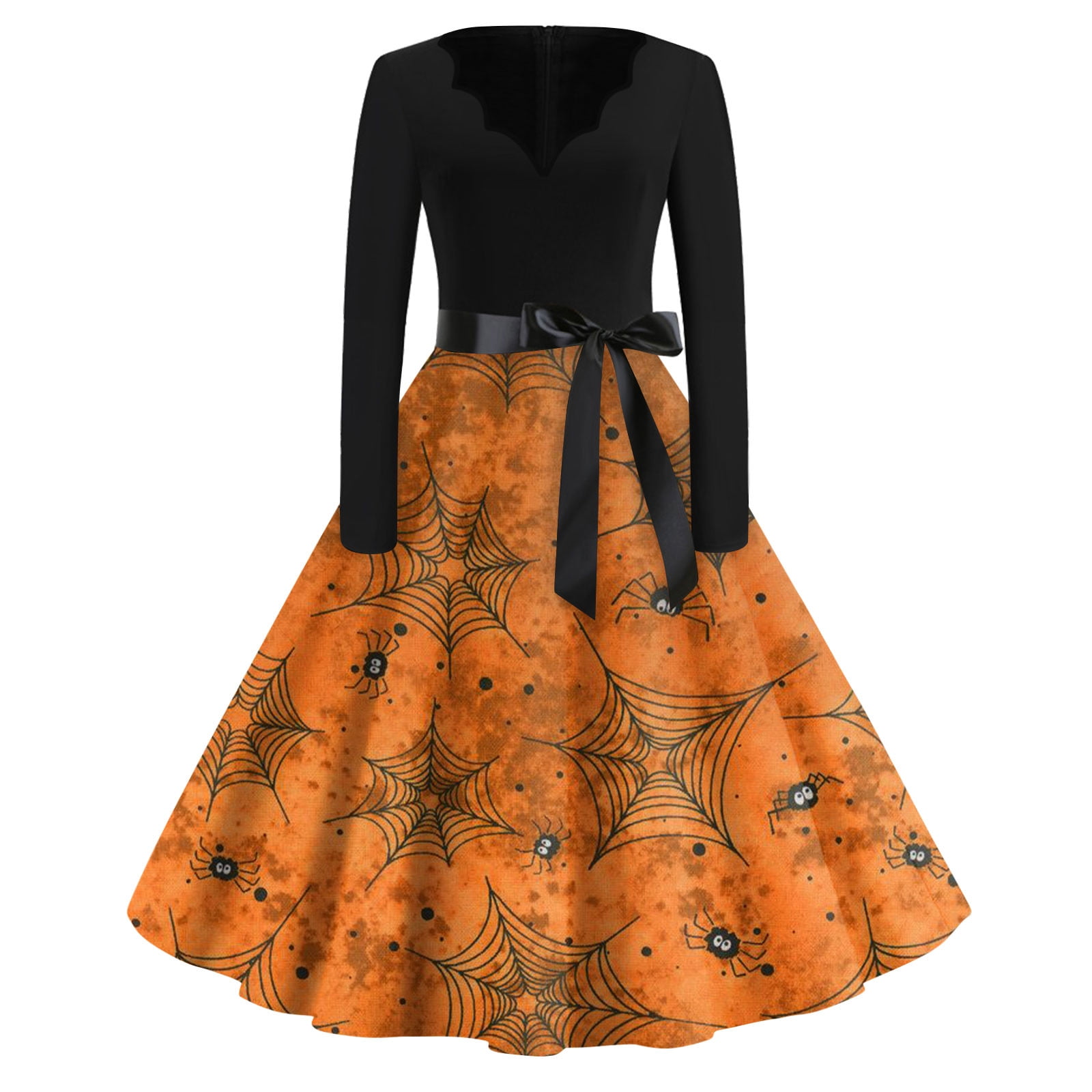 Halloween Dresses for Women 2024 Vintage Flowy Tunic Dress Long Sleeve