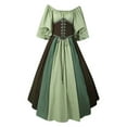 thumbnail image 1 of Halloween Dresses for Women Medieval Renaissance Vintage Dress Ladies Color Matching Short Sleeve Cosplay Plus Size costumes Elegant Lace Up Club Party Evening Gowns, 1 of 3