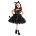 thumbnail image 1 of Halloween Dresses for Big Girls Cute Cat Print Mesh Child Sleeveless Party Performance Outfits Casual Dress for Kids Size 10-12T, 1 of 6