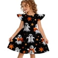 thumbnail image 1 of Halloween Dresses for Girl Halloween Pattern Outfits Crew Neck Flutter Sleeve Sundress, 1 of 4