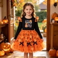 thumbnail image 1 of Halloween Dresses for Girls Pumpkin Letter Print Mesh Tutu Princess Dress Long Sleeve Crewneck Casual Tutu Dress for Girl Size 7-8Y, 1 of 9