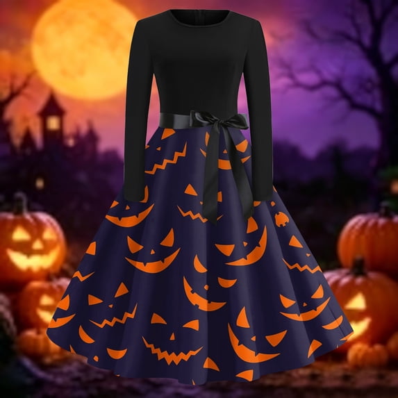 Halloween Dresses for Women Adult Square Neck Long Sleeve Renaissance Gothic Style Dress For Themed Party Evening Occasions